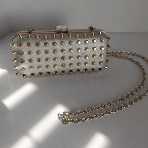 Expressions NYC Silver And Gold Studded Mini Purse Chsin Strap